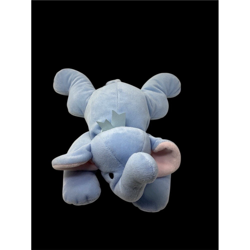 Ty Pillow Pals SQUIRT THE ELEPHANT 1996 Plush Blue Pink Ears Ribbon
